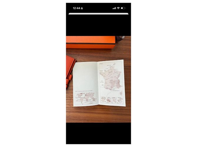 Capa de agenda de couro laranja Hermès com inserts de mapa-múndi - vista 14