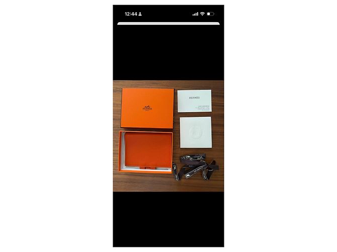 Capa de agenda de couro laranja Hermès com inserts de mapa-múndi - vista 16