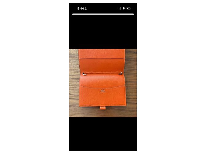 Capa de agenda de couro laranja Hermès com inserts de mapa-múndi - vista 3