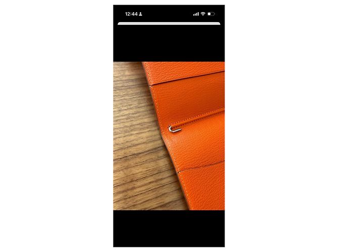 Capa de agenda de couro laranja Hermès com inserts de mapa-múndi - vista 4