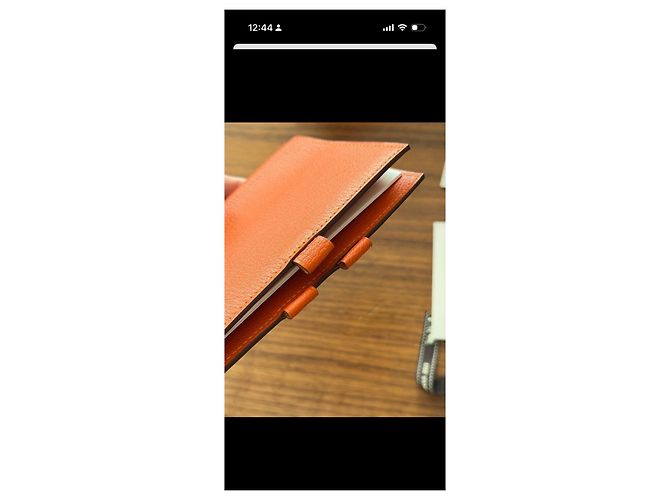 Capa de agenda de couro laranja Hermès com inserts de mapa-múndi - vista 7