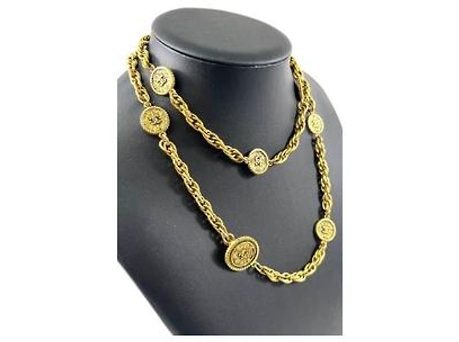 Chanel Collana Medaglia Logo CC Coco Placcata Oro D'oro - vista 2