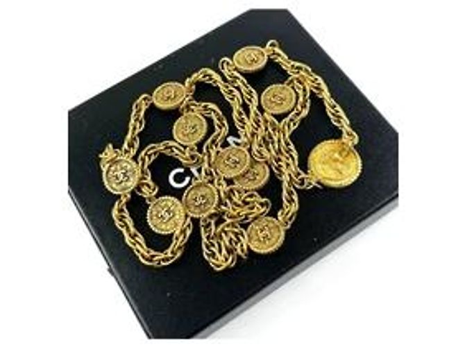 Chanel Collana Medaglia Logo CC Coco Placcata Oro D'oro - vista 3