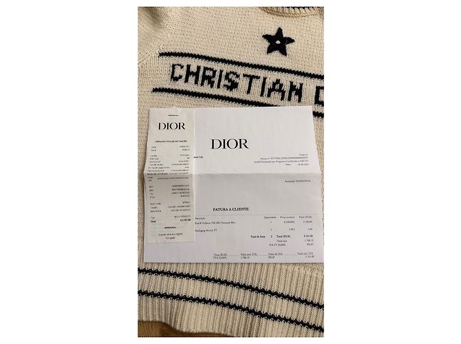 Strickpullover W Christian Dior T36 6801 Fantaisie Blau Schwarz Roh - Ansicht 12