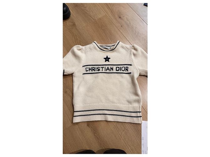Strickpullover W Christian Dior T36 6801 Fantaisie Blau Schwarz Roh - Ansicht 2
