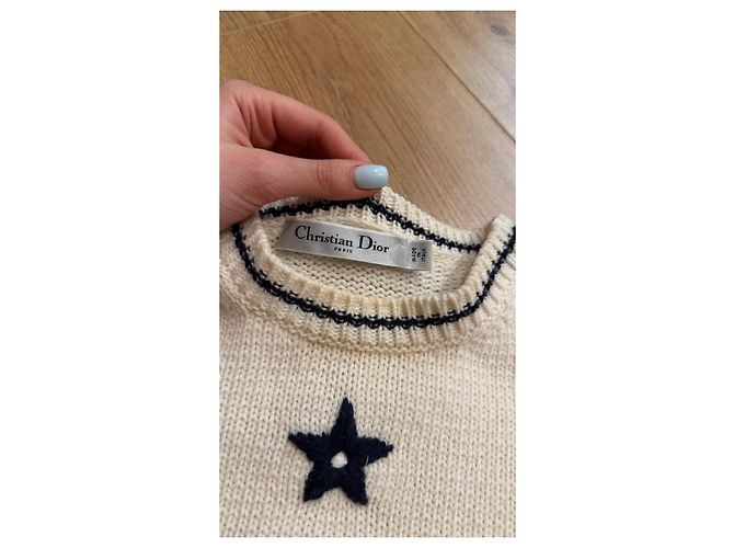 Strickpullover W Christian Dior T36 6801 Fantaisie Blau Schwarz Roh - Ansicht 5