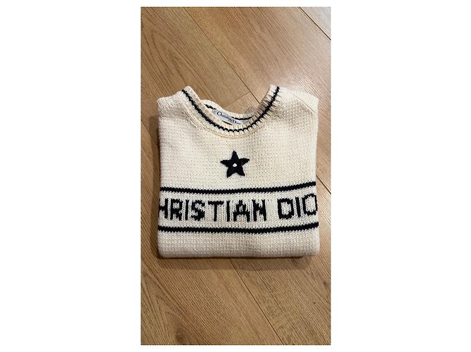 Strickpullover W Christian Dior T36 6801 Fantaisie Blau Schwarz Roh - Ansicht 7