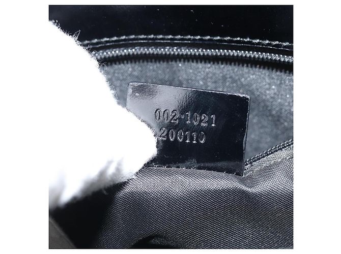 Borsa tote in tela GG Gucci in nylon nero e argento 002 1021 Auth ep13839 - vista 12