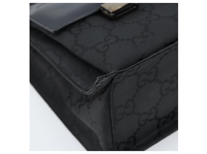 Borsa tote in tela GG Gucci in nylon nero e argento 002 1021 Auth ep13839 - vista 15