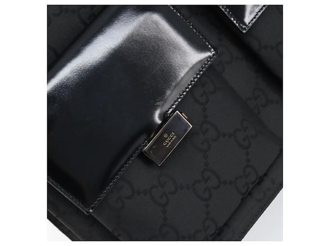 Borsa tote in tela GG Gucci in nylon nero e argento 002 1021 Auth ep13839 - vista 18