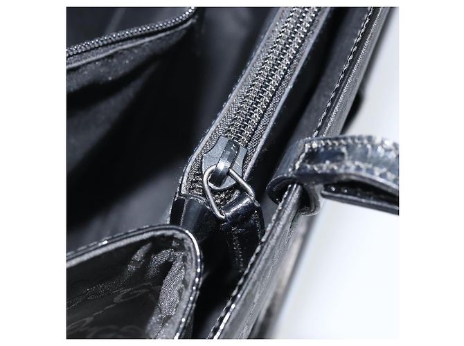 Borsa tote in tela GG Gucci in nylon nero e argento 002 1021 Auth ep13839 - vista 23