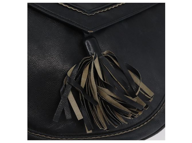 Borsa a Spalla in Pelle Nera Argento SAINT LAURENT Auth bs33702 Nero - vista 17