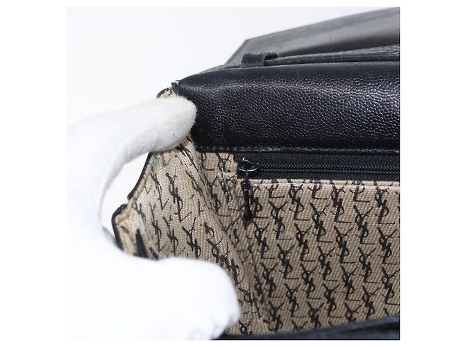 Borsa a Spalla in Pelle Nera Argento SAINT LAURENT Auth bs33702 Nero - vista 24