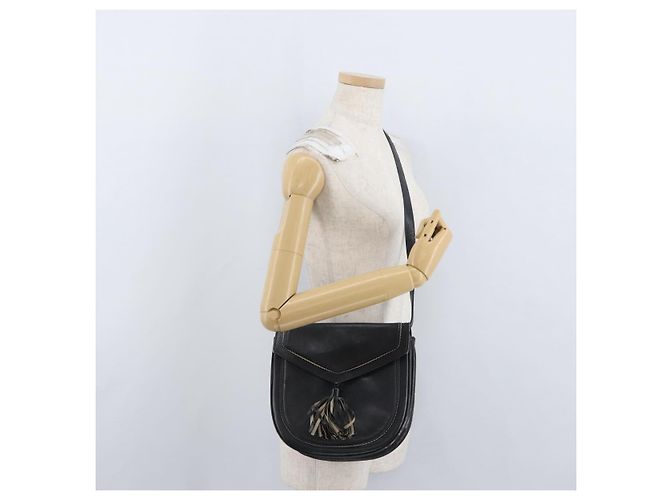 Borsa a Spalla in Pelle Nera Argento SAINT LAURENT Auth bs33702 Nero - vista 25
