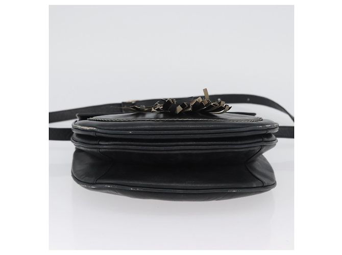 Borsa a Spalla in Pelle Nera Argento SAINT LAURENT Auth bs33702 Nero - vista 5