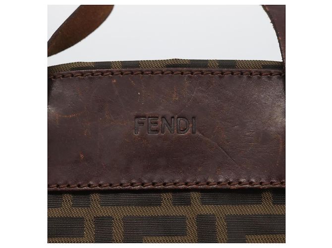 Borsa a mano in tela Zucca FENDI nera e marrone Auth BSZ141 Nero - vista 10