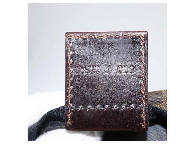Borsa a mano in tela Zucca FENDI nera e marrone Auth BSZ141 Nero - vista 12