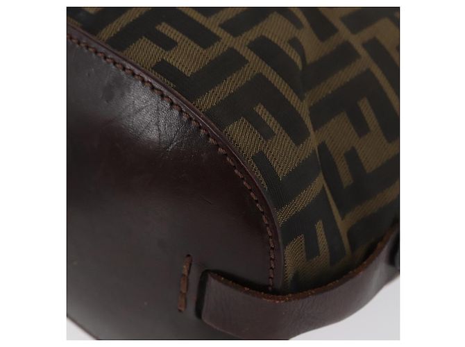 Borsa a mano in tela Zucca FENDI nera e marrone Auth BSZ141 Nero - vista 14