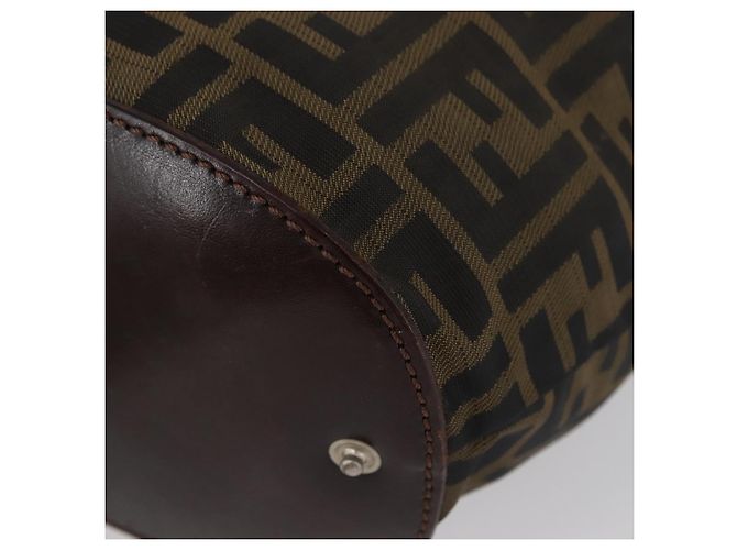 Borsa a mano in tela Zucca FENDI nera e marrone Auth BSZ141 Nero - vista 16