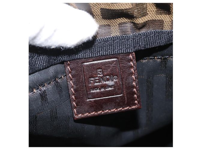 Borsa a mano in tela Zucca FENDI nera e marrone Auth BSZ141 Nero - vista 17