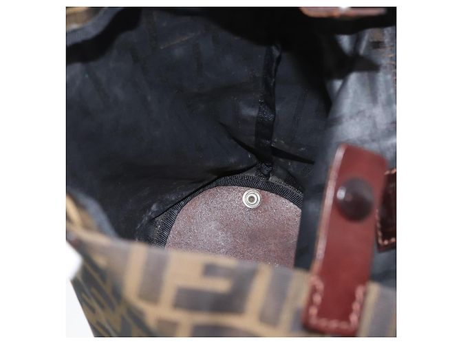 Borsa a mano in tela Zucca FENDI nera e marrone Auth BSZ141 Nero - vista 19
