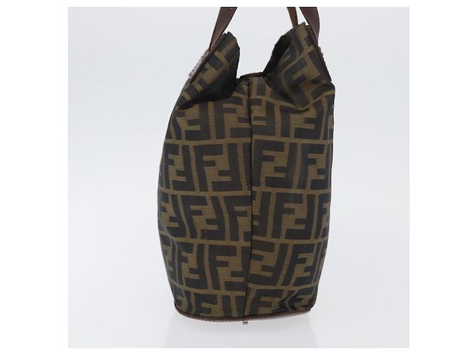 Borsa a mano in tela Zucca FENDI nera e marrone Auth BSZ141 Nero - vista 4