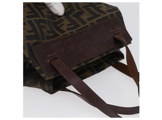 Borsa a mano in tela Zucca FENDI nera e marrone Auth BSZ141 Nero - vista 6