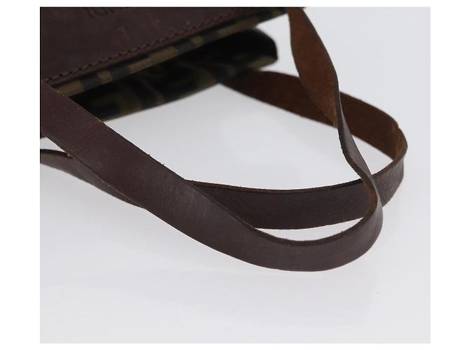 Borsa a mano in tela Zucca FENDI nera e marrone Auth BSZ141 Nero - vista 7