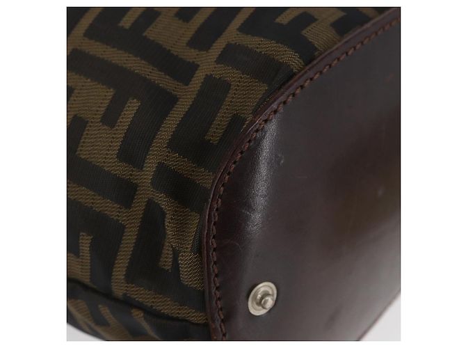Borsa a mano in tela Zucca FENDI nera e marrone Auth BSZ141 Nero - vista 9