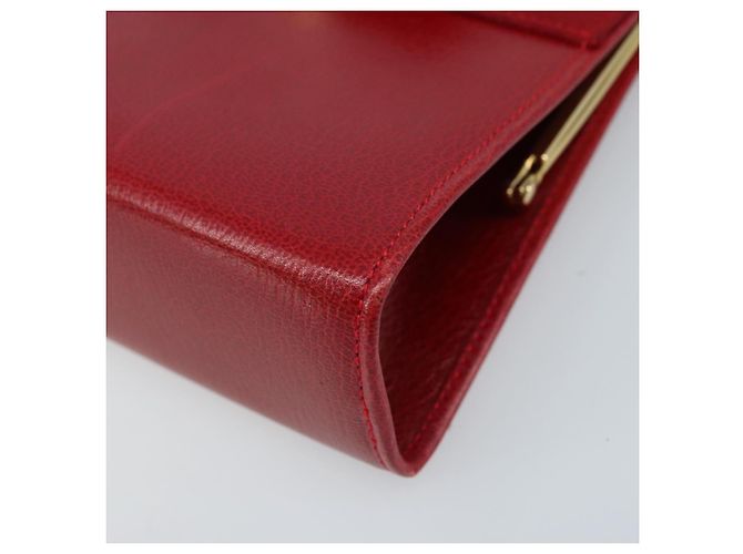 Borsa a Spalla Vala Chain in Pelle Rossa e Oro Auth ARZ298 di Salvatore Ferragamo Rosso D'oro - vista 15