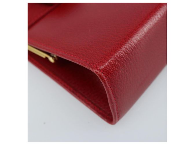 Borsa a Spalla Vala Chain in Pelle Rossa e Oro Auth ARZ298 di Salvatore Ferragamo Rosso D'oro - vista 16