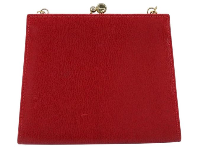 Borsa a Spalla Vala Chain in Pelle Rossa e Oro Auth ARZ298 di Salvatore Ferragamo Rosso D'oro - vista 2