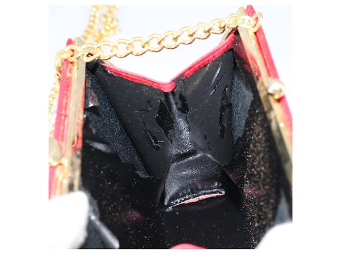 Borsa a Spalla Vala Chain in Pelle Rossa e Oro Auth ARZ298 di Salvatore Ferragamo Rosso D'oro - vista 20