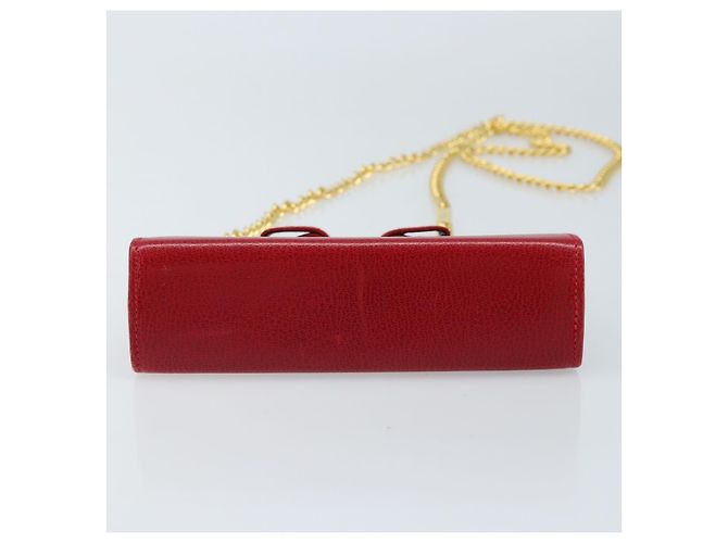 Borsa a Spalla Vala Chain in Pelle Rossa e Oro Auth ARZ298 di Salvatore Ferragamo Rosso D'oro - vista 5