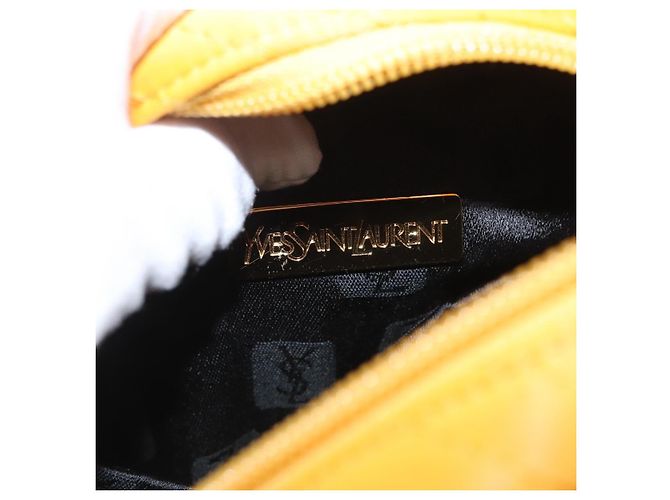 SAINT LAURENT Borsa a Mano Nylon Giallo Oro Auth 173709 D'oro - vista 10