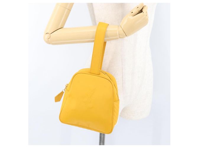 SAINT LAURENT Borsa a Mano Nylon Giallo Oro Auth 173709 D'oro - vista 20
