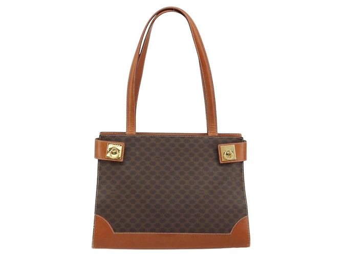 Céline Borsa tote in tela Macadam CELINE in pelle PVC marrone oro Auth ARZ422 D'oro - vista 13