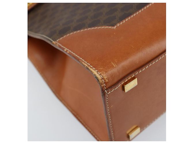 Céline Borsa tote in tela Macadam CELINE in pelle PVC marrone oro Auth ARZ422 D'oro - vista 14