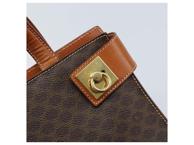 Céline Borsa tote in tela Macadam CELINE in pelle PVC marrone oro Auth ARZ422 D'oro - vista 17