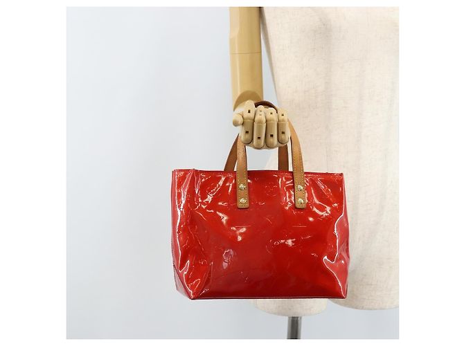LOUIS VUITTON Monogram Vernis Reade PM Borsa a Mano Rossa M91088 LV Auth ARZ320 Rosso - vista 23