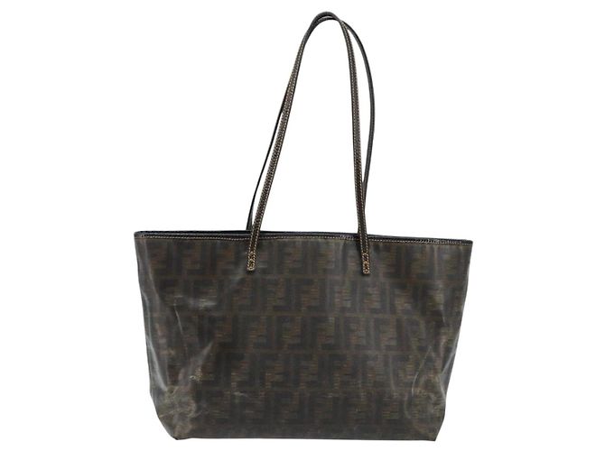 FENDI Zucca Canvas Tote Bag Beschichtete Leinwand Braun Schwarz Auth BSZ076 - Ansicht 13
