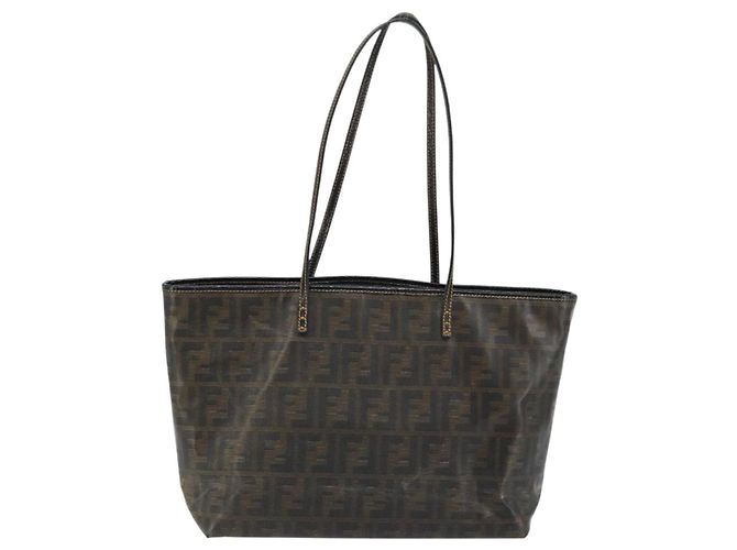 FENDI Zucca Canvas Tote Bag Beschichtete Leinwand Braun Schwarz Auth BSZ076 - Ansicht 2