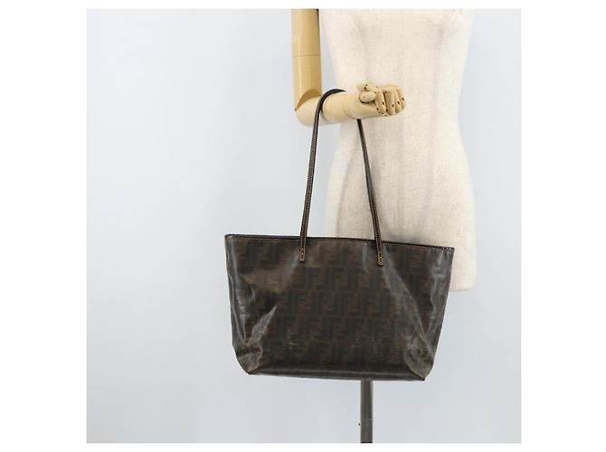 FENDI Zucca Canvas Tote Bag Beschichtete Leinwand Braun Schwarz Auth BSZ076 - Ansicht 21
