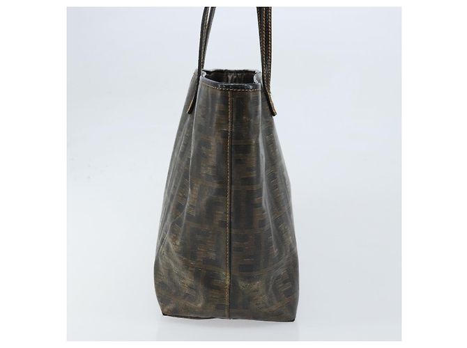 FENDI Zucca Canvas Tote Bag Beschichtete Leinwand Braun Schwarz Auth BSZ076 - Ansicht 3