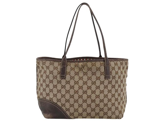 Borsa Tote Abbey in Canvas GG Gucci Beige Oro 169946 Auth 173390 D'oro - vista 2