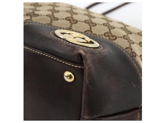 Borsa Tote Abbey in Canvas GG Gucci Beige Oro 169946 Auth 173390 D'oro - vista 9