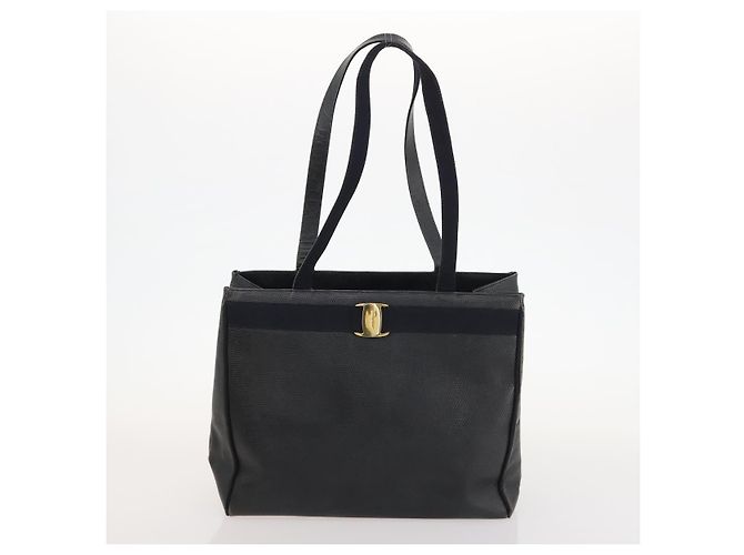 Borsa Tote in Pelle Salvatore Ferragamo 2 Pezzi Nera Auth 168827 Nero - vista 13