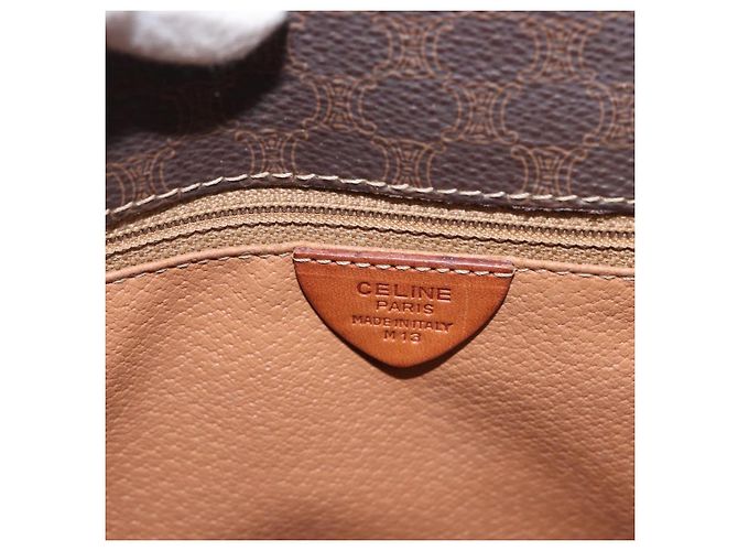 Céline Borsa a spalla circolare in tela Macadam CELINE in pelle PVC marrone oro Auth ARZ089 D'oro - vista 12
