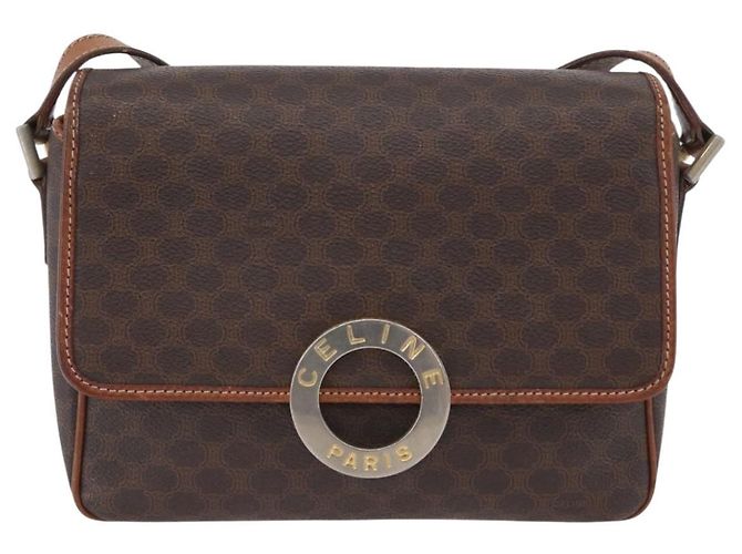 Céline Borsa a spalla circolare in tela Macadam CELINE in pelle PVC marrone oro Auth ARZ089 D'oro - vista 13