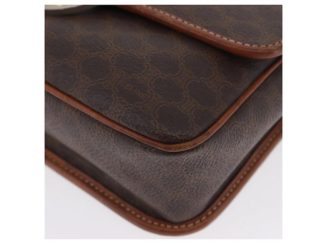 Céline Borsa a spalla circolare in tela Macadam CELINE in pelle PVC marrone oro Auth ARZ089 D'oro - vista 14